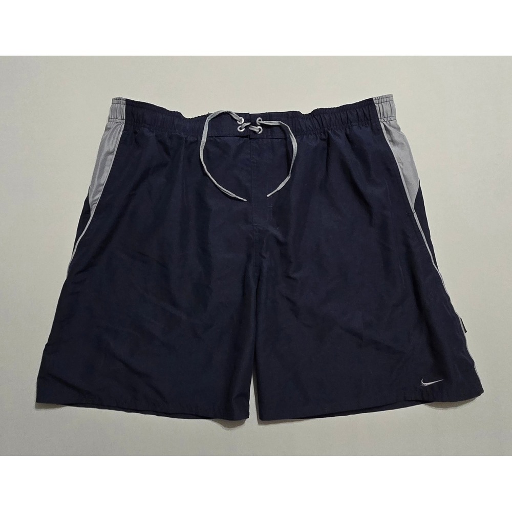 Nike Swim Trunks Mens XXL Navy Blue‎ Grey Colorblock Mesh Lined TFSS0275